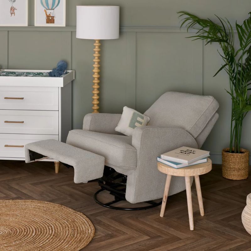 OBaby Madison Electric Swivel Glider Recliner Chair - Teddy Fabric Truffle - Prime Baby Gear