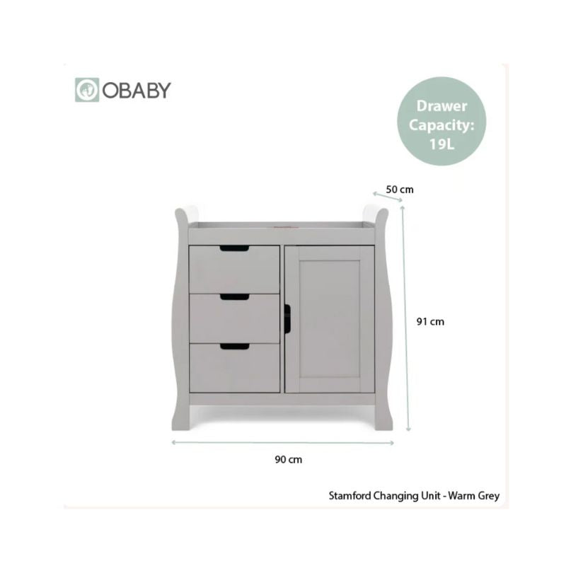 Stamford Sleigh Closed Changing Unit - Warm Grey