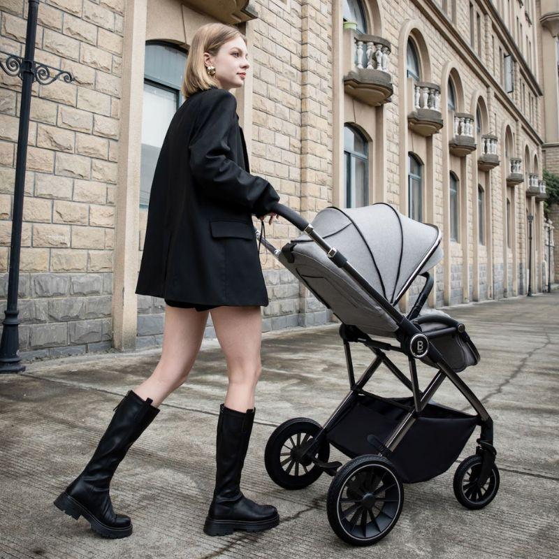 Babymore Chia Travel System Pecan + Base - Pearl Grey