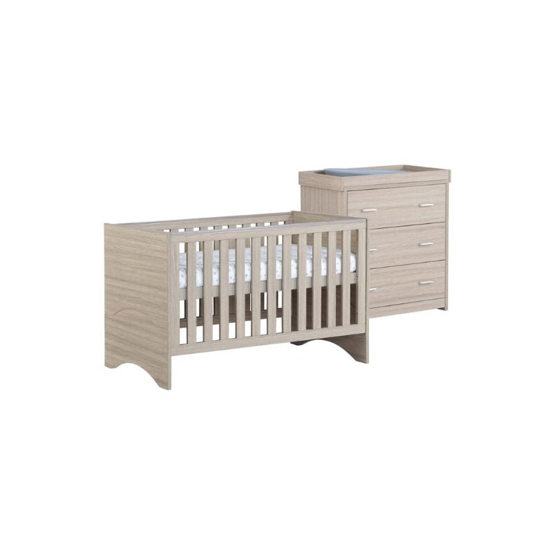 Babymore Veni 2 Piece Nursery Furniture Set with Drawer – Oak