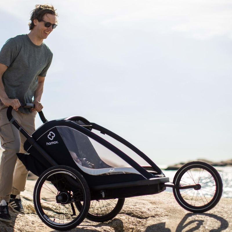 HAMAX BREEZE CHILD BIKE TRAILER - NAVY + CREAM