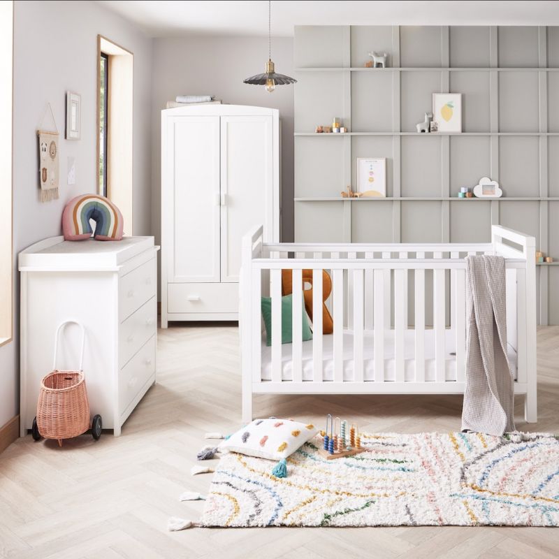 Babymore Velvet Deluxe 3 Piece Room Set - White + Velvet