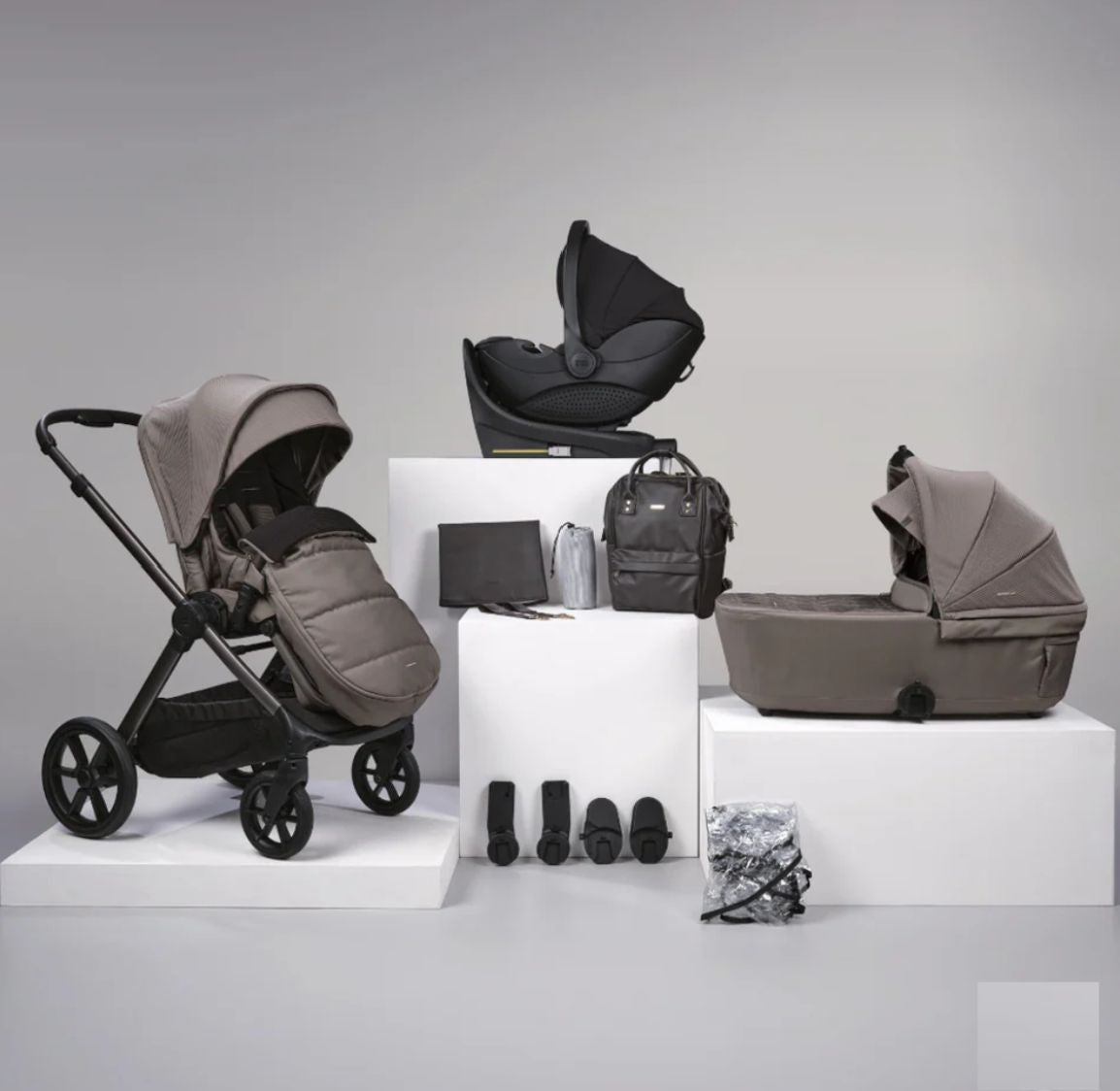 Bababing Raffi MKII - 12 Piece Travel Bundle + Spin Car Seat & ISOFIX base - Minky