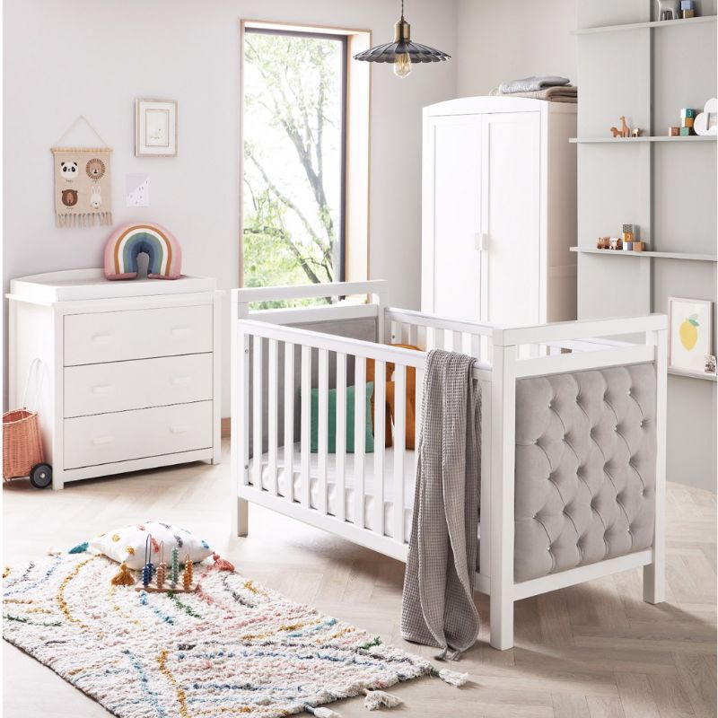 Babymore Velvet Deluxe 3 Piece Room Set - White + Velvet