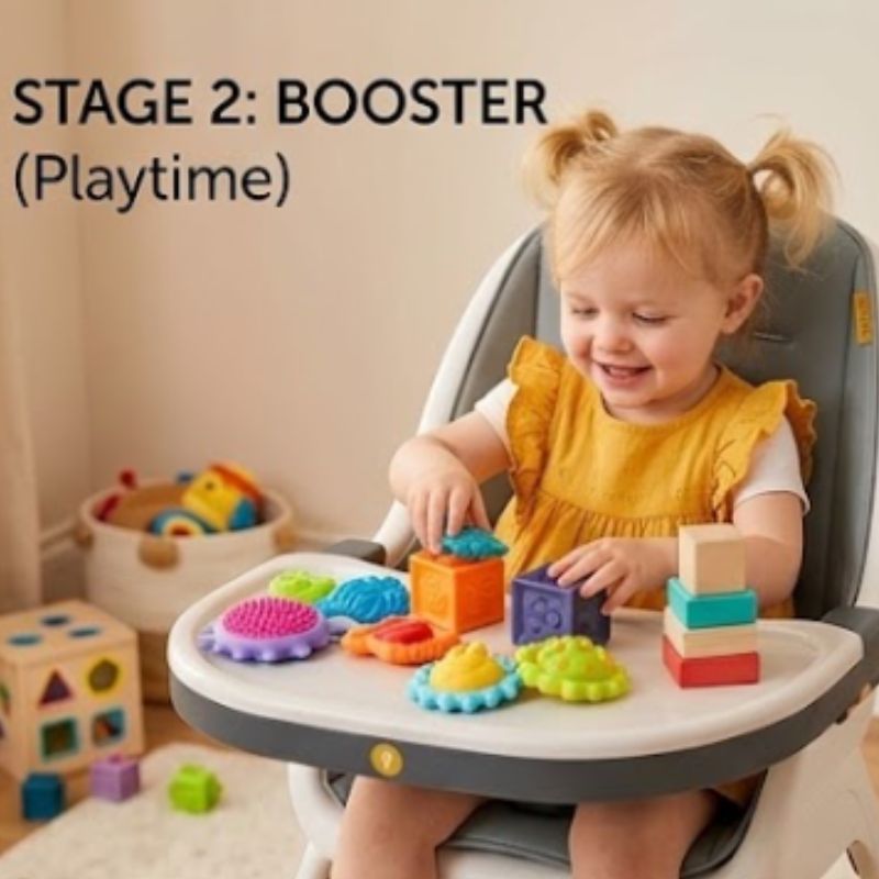 Koo-di Tiny Taster 3-in-1 Highchair | Toddler Chair & Stool | Rain Cloud