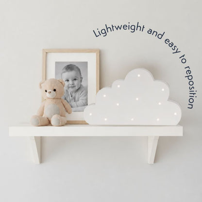 Purflo Wooden Cloud Nursery Night Light | Battery Operated LED Baby Room Light | White