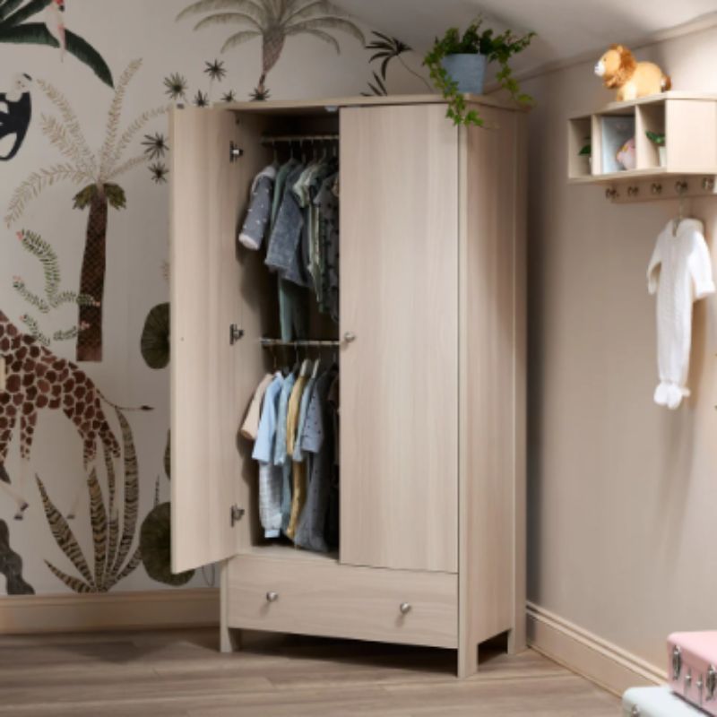 Obaby Nika 3 Piece Nursery Room Set | Cot Bed, Changing Unit & Wardrobe - Aspen