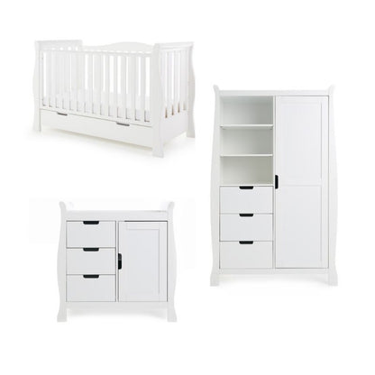 OBaby Stamford Luxe Sleigh 3 Piece Room Set - White
