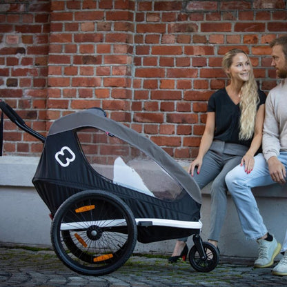 HAMAX TRAVELLER TWIN CHILD BIKE TRAILER: BLACK + GREY