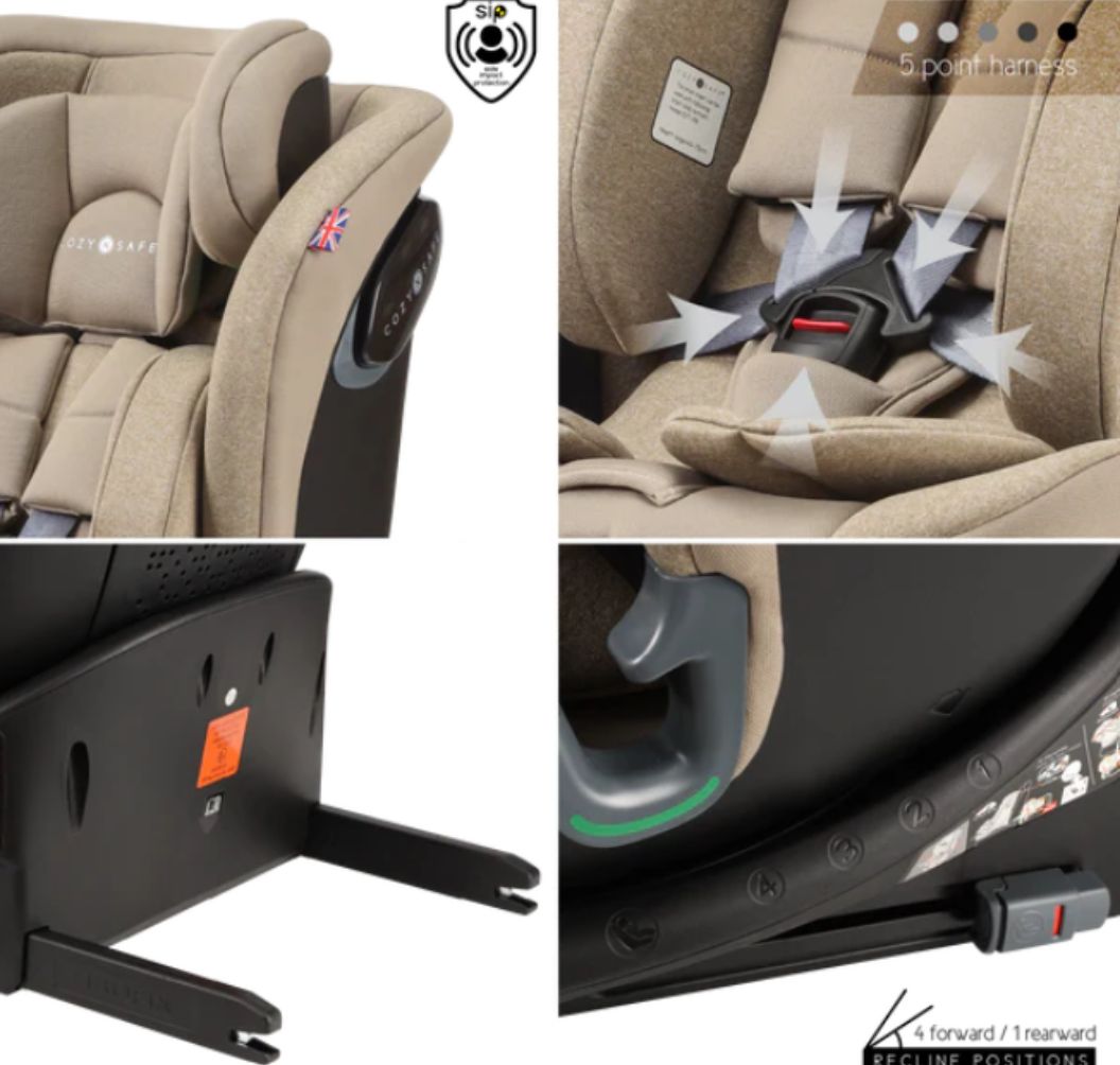 Cozy N Safe Vesta i-Size 360° Rotating Car Seat (40–150cm) | Birth to 12 Years | ISOFIX - Ecru