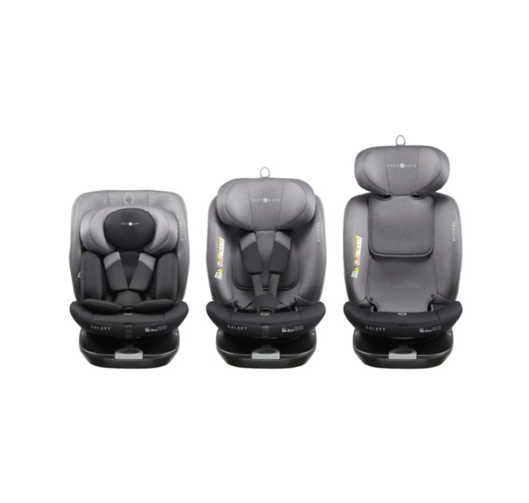 Cozy N Safe Galaxy i-Size 360° Rotating Car Seat (40–150cm) | Birth to 12 Years | ISOFIX & Top Tether - Black / Grey