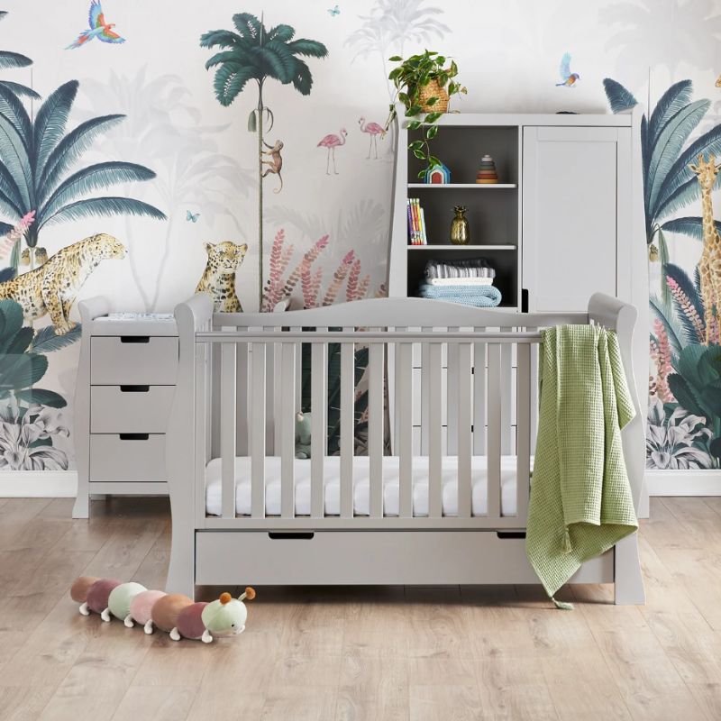 OBaby Stamford Luxe Sleigh 3 Piece Room Set - Warm Grey