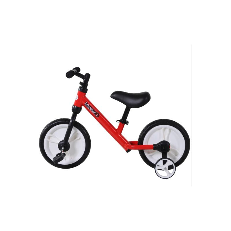 HOMCOM 2-in-1 Balance Bike with Removable Stabilisers | Adjustable Toddler Training Bike | Ages 2–5 Years - Red