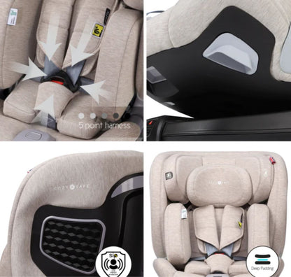 Cozy N Safe Omega i-Size 360° Rotating Car Seat (40–150cm) | Birth to 12 Years | ISOFIX & Support Leg - Ivory