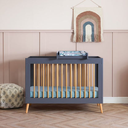 Gray OBABY MAYA MINI COT BED - SLATE + NATURAL