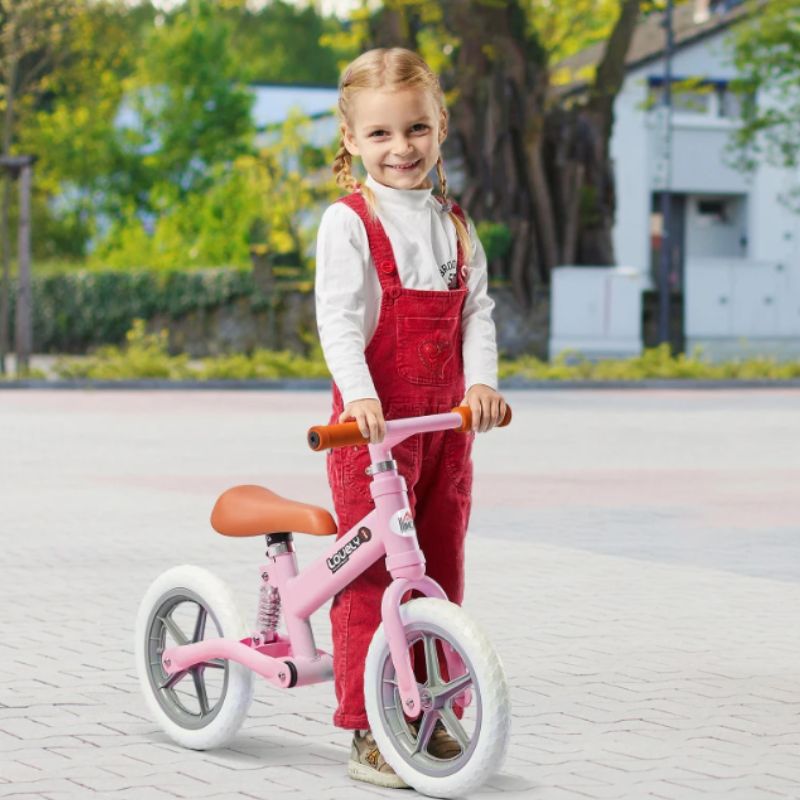 HOMCOM 12" Toddler Balance Bike | Adjustable Seat | No Pedal Training Bike | Ages 2–5 Year - Pink