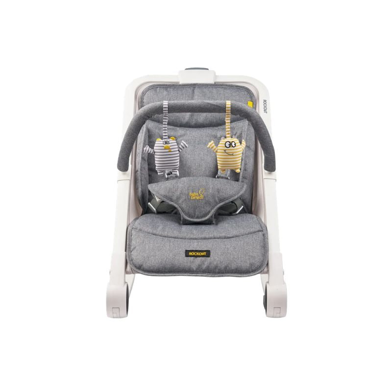 BabaBing RockOut Baby Rocker | Lightweight Fold-Flat Baby Bouncer | Birth–6 Months - Grey Melange
