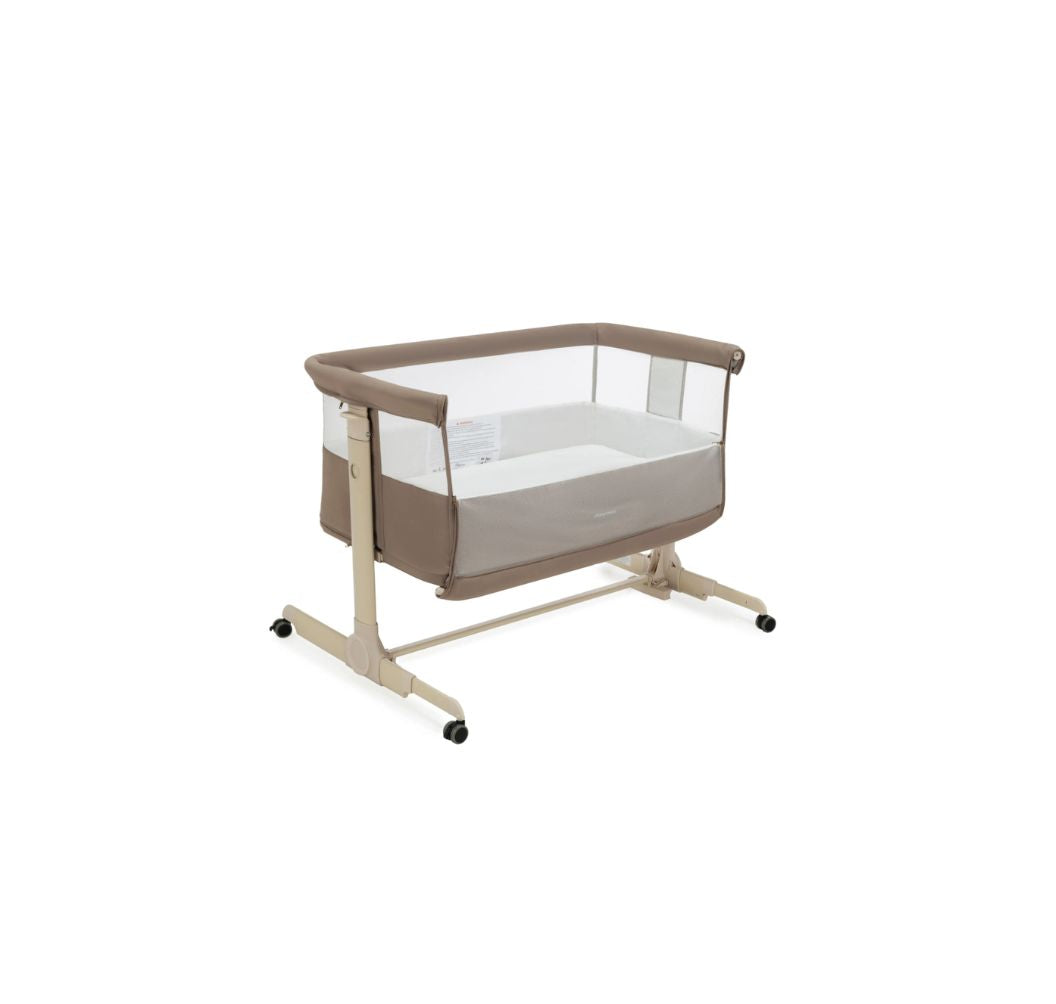 Babymore Neera Bedside Crib – Mocha | 2-in-1 Bedside Sleeper & Baby Crib with Mattress