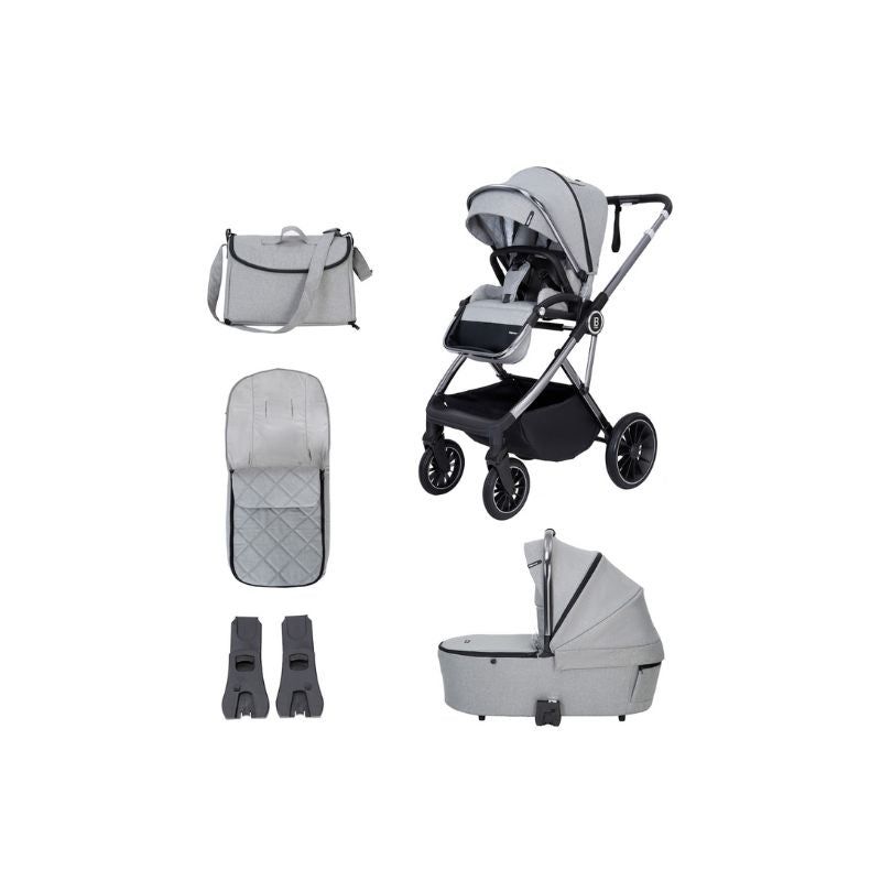 Dark Gray BABYMORE CHIA 2 IN 1  PRAM & PUSHCHAIR – PEARL GREY