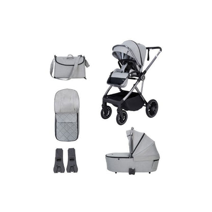 Dark Gray BABYMORE CHIA 2 IN 1  PRAM & PUSHCHAIR – PEARL GREY