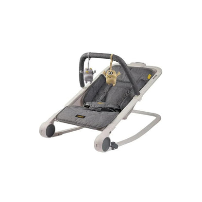 BabaBing RockOut Baby Rocker | Lightweight Fold-Flat Baby Bouncer | Birth–6 Months - Grey Melange