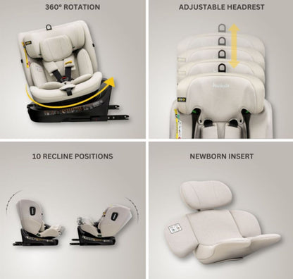 Jovikids Ranger TT - i-Size 360° Rotating Car Seat (40-150 cm) All-in-One ISOFIX & Top Tether Car Seat - Milkstone