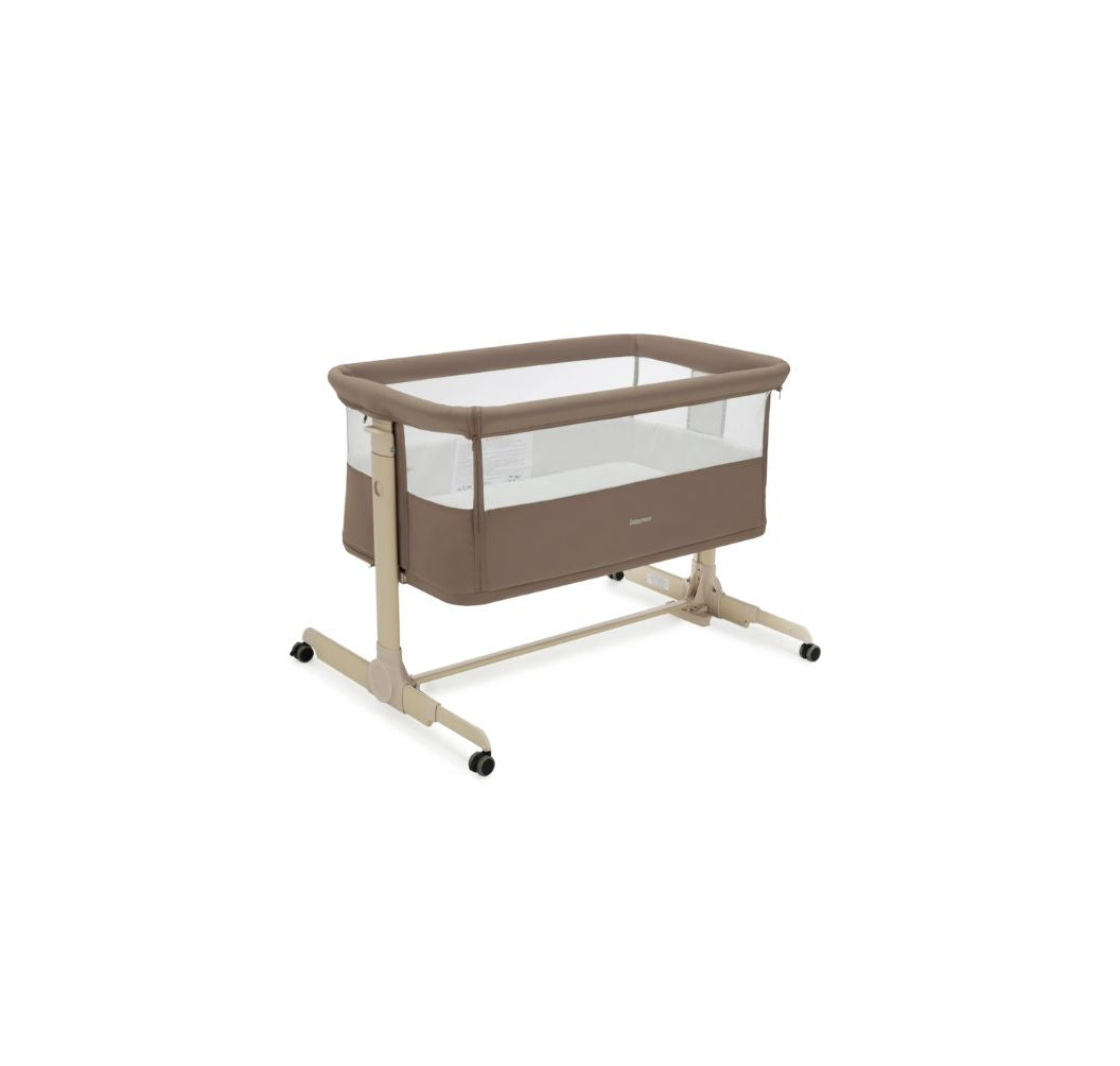 Babymore Neera Bedside Crib – Mocha | 2-in-1 Bedside Sleeper & Baby Crib with Mattress