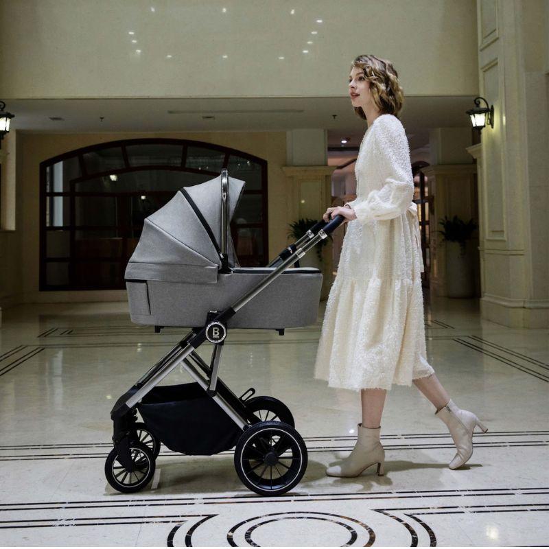 Dim Gray BABYMORE CHIA 2 IN 1  PRAM & PUSHCHAIR – PEARL GREY