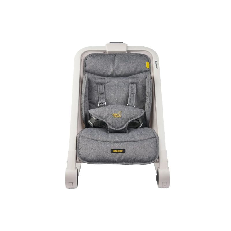 BabaBing RockOut Baby Rocker | Lightweight Fold-Flat Baby Bouncer | Birth–6 Months - Grey Melange