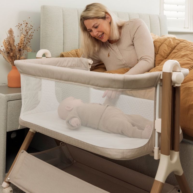 OBaby Cloud Bedside Crib - Oatmeal