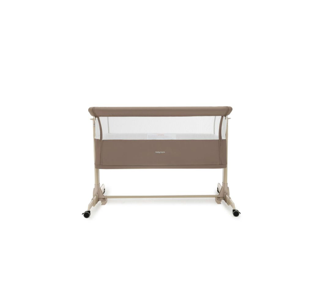 Babymore Neera Bedside Crib – Mocha | 2-in-1 Bedside Sleeper & Baby Crib with Mattress