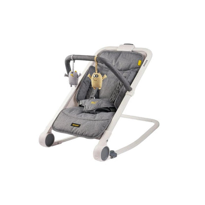 BabaBing RockOut Baby Rocker | Lightweight Fold-Flat Baby Bouncer | Birth–6 Months - Grey Melange
