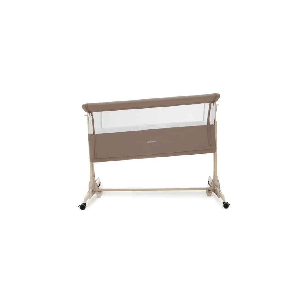 Babymore Neera Bedside Crib – Mocha | 2-in-1 Bedside Sleeper & Baby Crib with Mattress