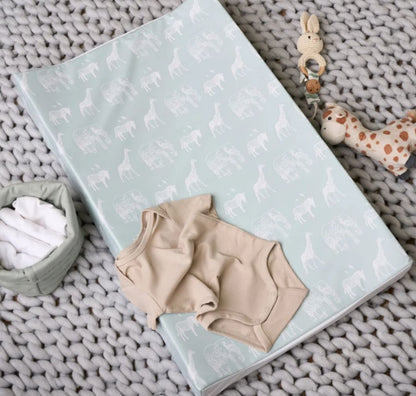 Obaby Wedge Changing Mat |Anti-Roll Baby Changing Mat | Wipe Clean -  Safari Sage Print