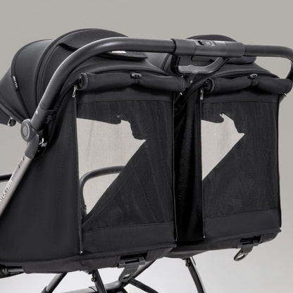 JoviKids Ayla Twin Lightweight Double Stroller | Compact Auto Fold Pushchair | Cabin Ready - Urban Black