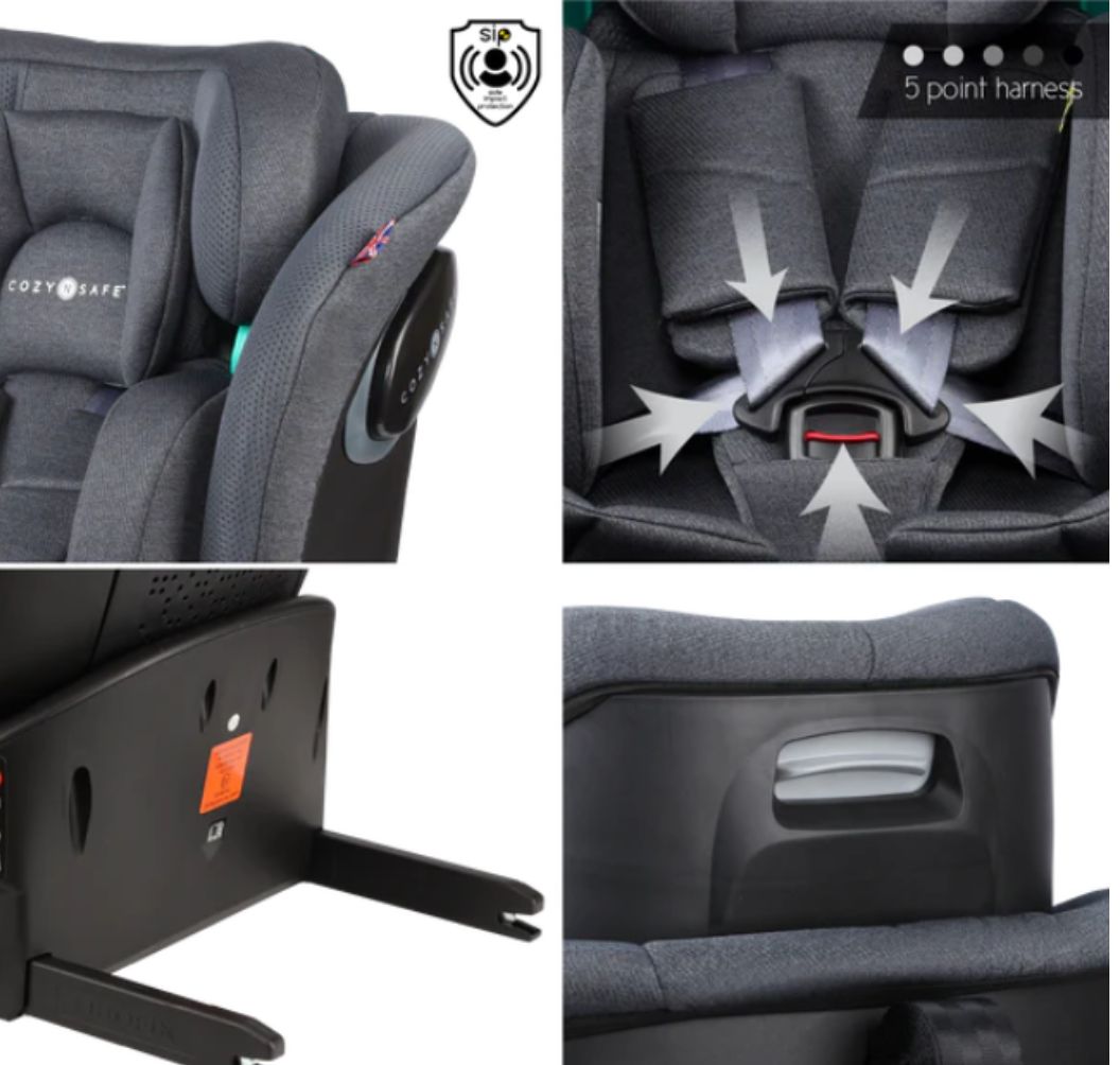 Cozy N Safe Vesta i-Size 360° Rotating Car Seat (40–150cm) | Birth to 12 Years | ISOFIX - Slate