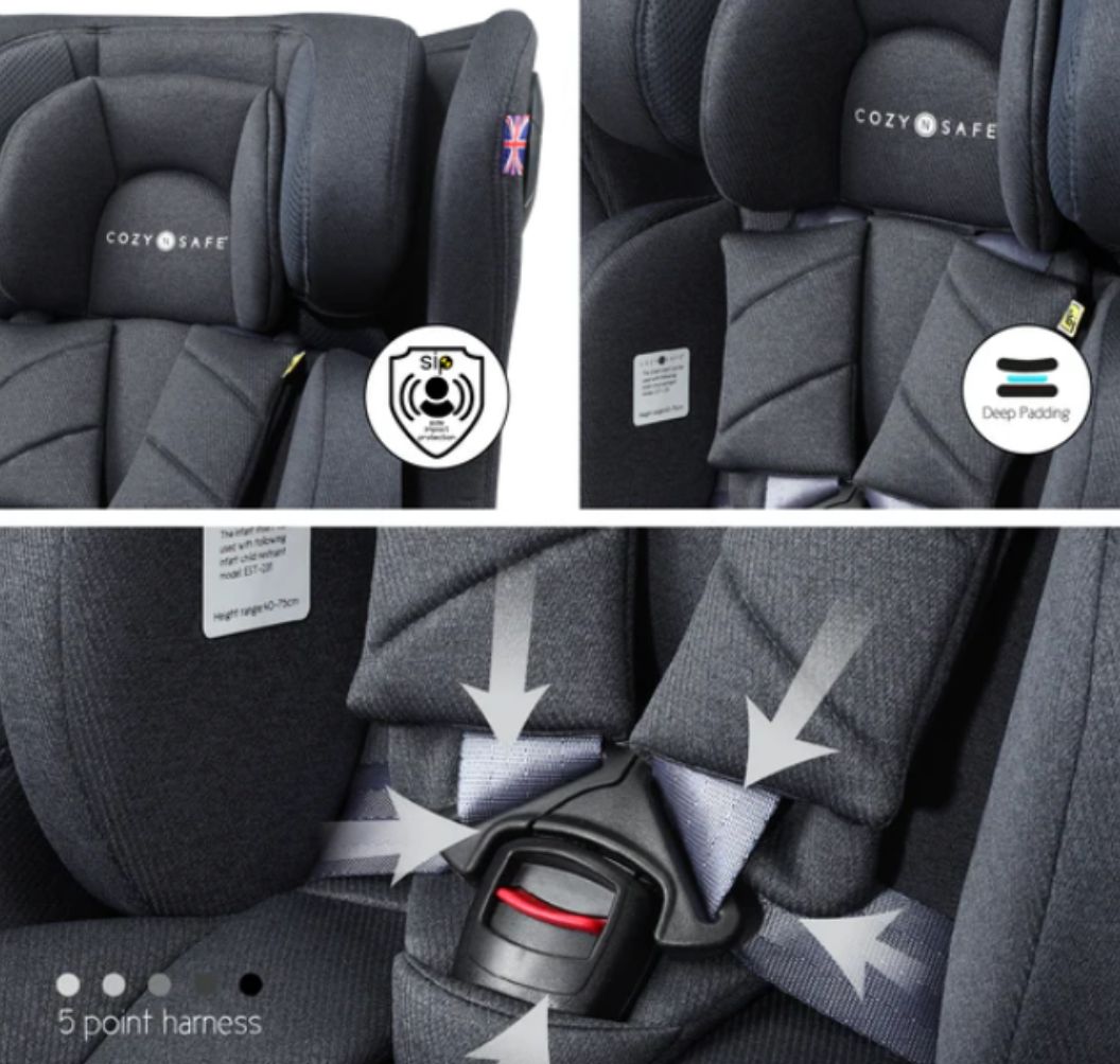 Cozy N Safe Comet Plus i-Size 360° Rotating Car Seat (40–150cm) | Birth to 12 Years | ISOFIX & Top Tether - Slate