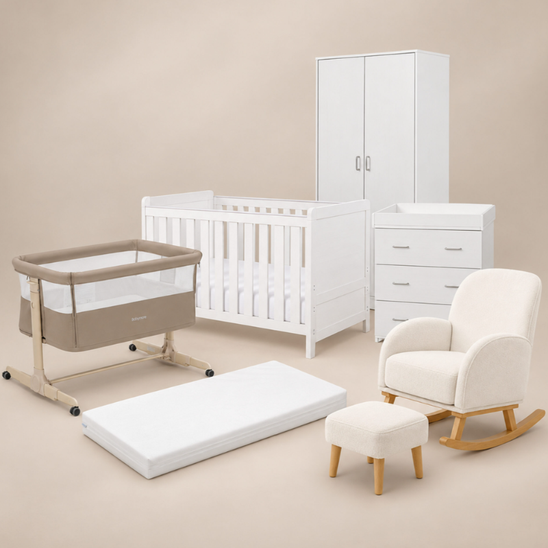 Babymore Caro White Complete Nursery Bundle