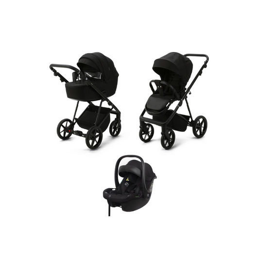 Black MEE-GO MILANO EVO 3 IN 1 PRAM & PUSHCHAIR - ABSTRACT BLACK