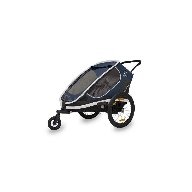 HAMAX OUTBACK TWIN CHILD BIKE TRAILER - NAVY + WHITE