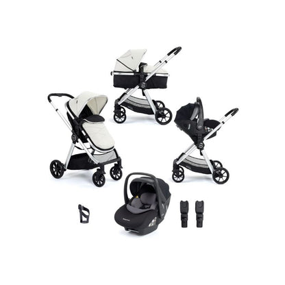 Light Gray BABYMORE MIMI TRAVEL SYSTEM PECAN WITH I-SIZE CAR SEAT - SILVER