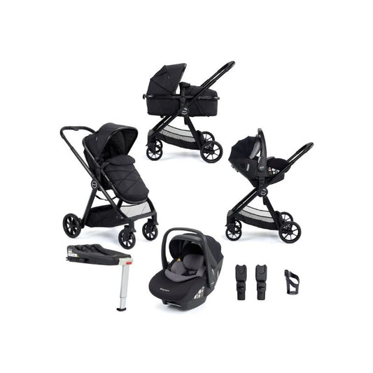 Dark Slate Gray BABYMORE MIMI TRAVEL SYSTEM PECAN I-SIZE CAR SEAT WITH ISOFIX BASE - BLACK