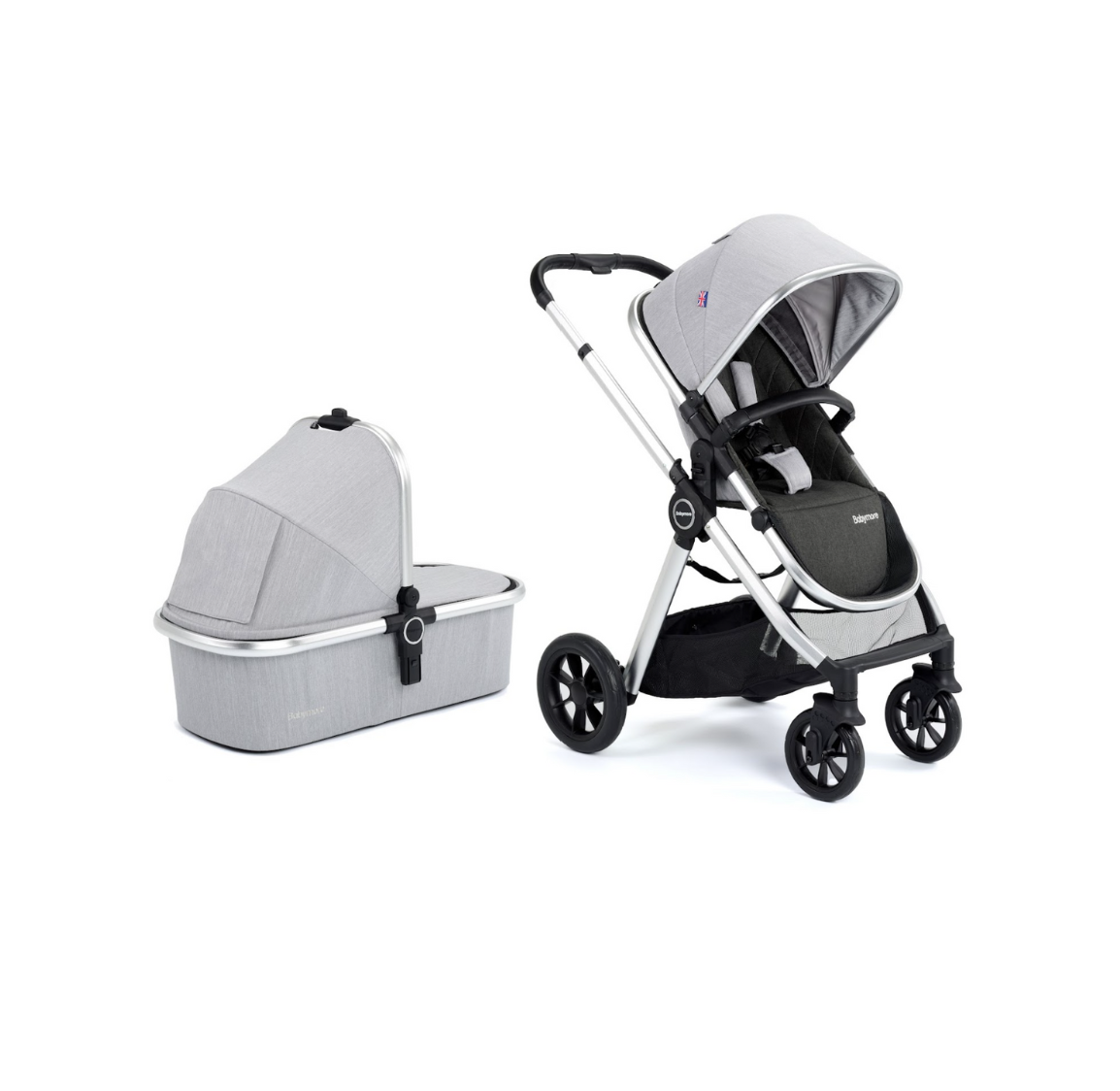 Babymore Memore V2 3 in 1 Travel System + Coco Car Seat - Silver