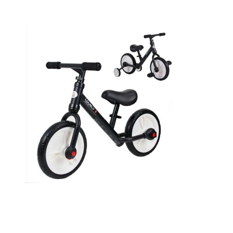 HOMCOM 2-in-1 Balance Bike with Removable Stabilisers | Adjustable Toddler Training Bike | Ages 2–5 Years - Black