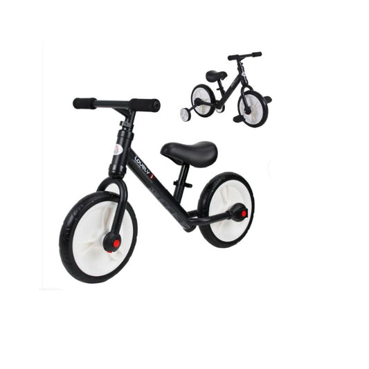 HOMCOM 2-in-1 Balance Bike with Removable Stabilisers | Adjustable Toddler Training Bike | Ages 2–5 Years - Black
