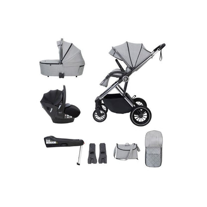 Gray BABYMORE CHIA TRAVEL SYSTEM PECAN WITH BASE - PEARL GREY