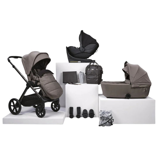 Bababing Raffi MKII - 12 Piece Travel Bundle + Spin Car Seat & ISOFIX base - Minky