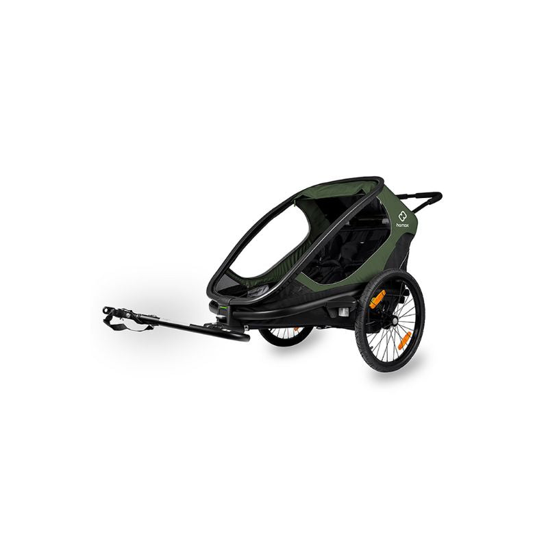 HAMAX OUTBACK TWIN CHILD BIKE TRAILER - GREEN + BLACK