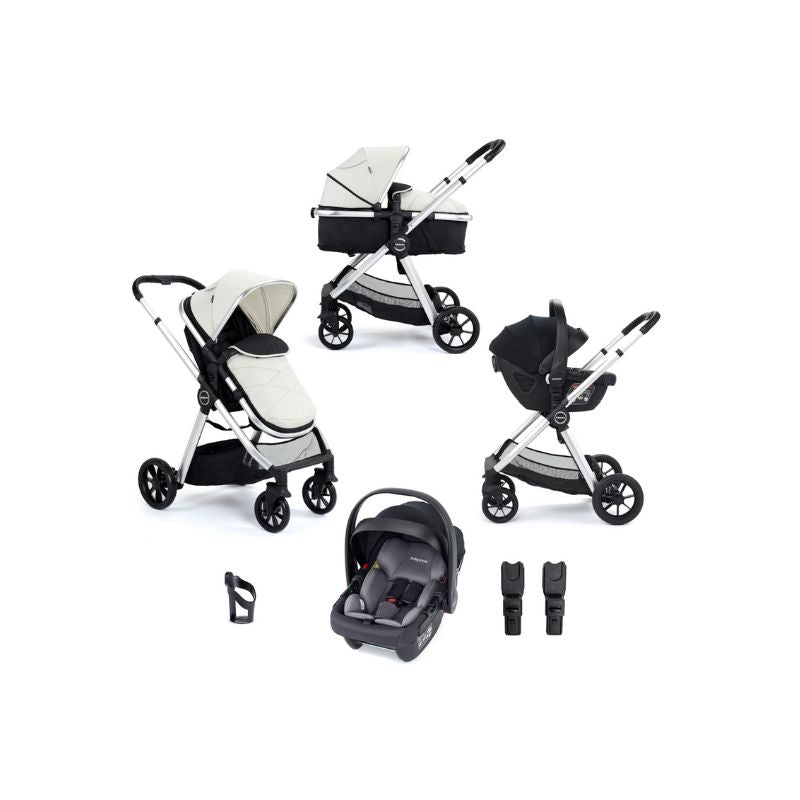 Light Gray BABYMORE MIMI TRAVEL SYSTEM COCO WITH I-SIZE CAR SEAT - SILVER