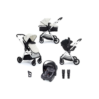 Light Gray BABYMORE MIMI TRAVEL SYSTEM COCO WITH I-SIZE CAR SEAT - SILVER